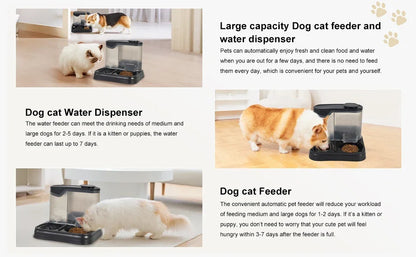 Automatic Cat & Dog Feeder - 2-in-1 Food & Water Dispenser - Bascora