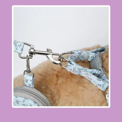 Pet Chest Harness Leash Set - Floral Backpack - Bascora