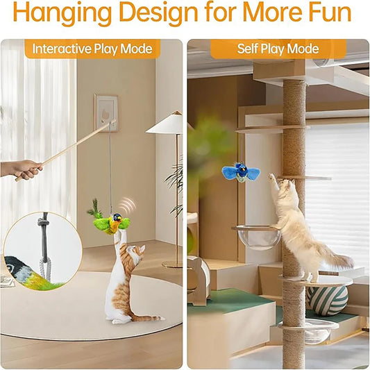 Interactive Cat Toy - Wall Hanging Birds Teaser with Catnip