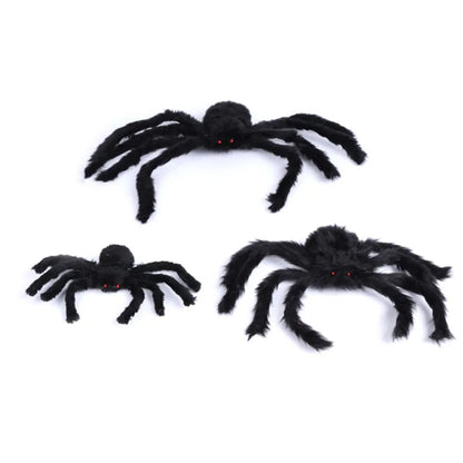 Extra Large Plush Black Spider - Halloween Decoration - Bascora