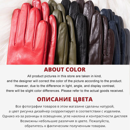 Guantes de cuero de moda para mujer: mitones cálidos de invierno