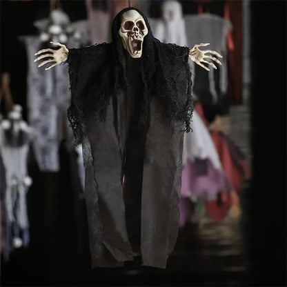 Halloween Hanging Ghost Mask Door Curtain - Haunted House Decor - Bascora