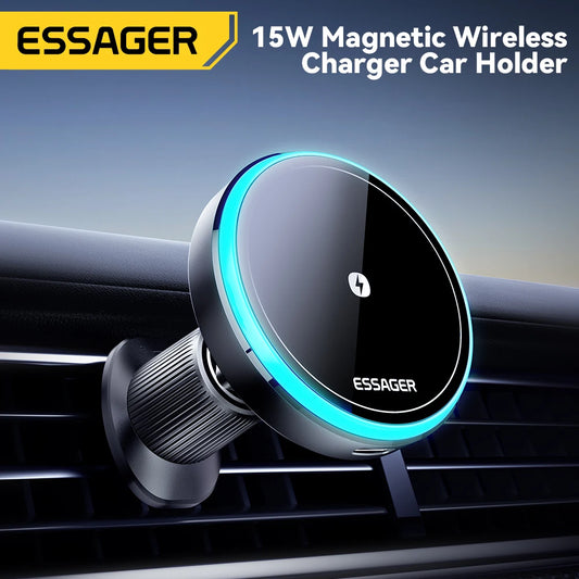 Essager Magnetic Wireless Charger 15W - RGB Car Mount