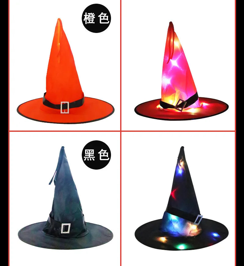 LED Halloween Witch Hat - Flashing Light Starry Sky Decoration