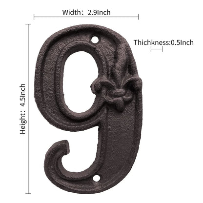 Cast Iron House Numbers - Antique Metal Address Plaque - Bascora