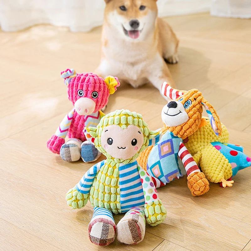 Jouet en peluche pour animaux de compagnie - Jouet interactif couineur pour animaux avec nettoyage des dents
