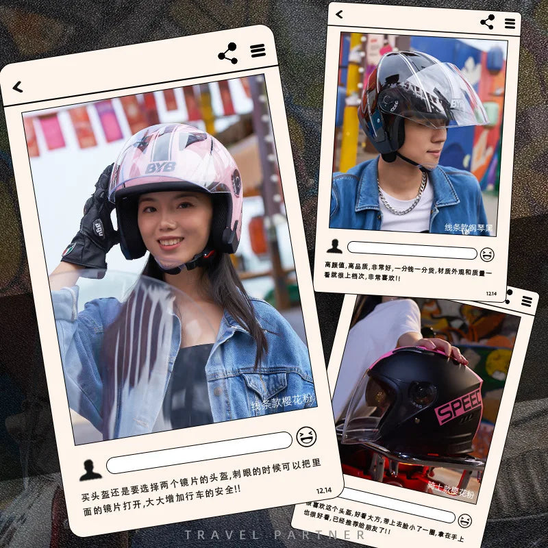 Casque moto ouvert - Double écran rétro 3/4