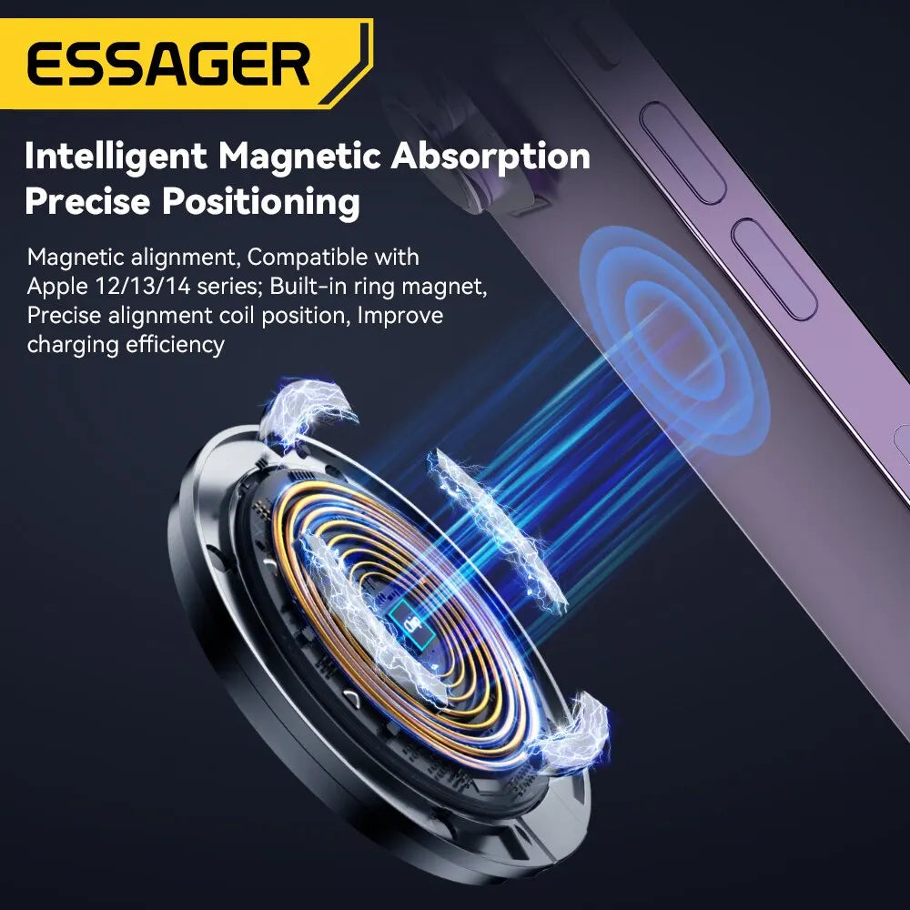 Chargeur magnétique sans fil Essager 15 W - Charge rapide pour iPhone