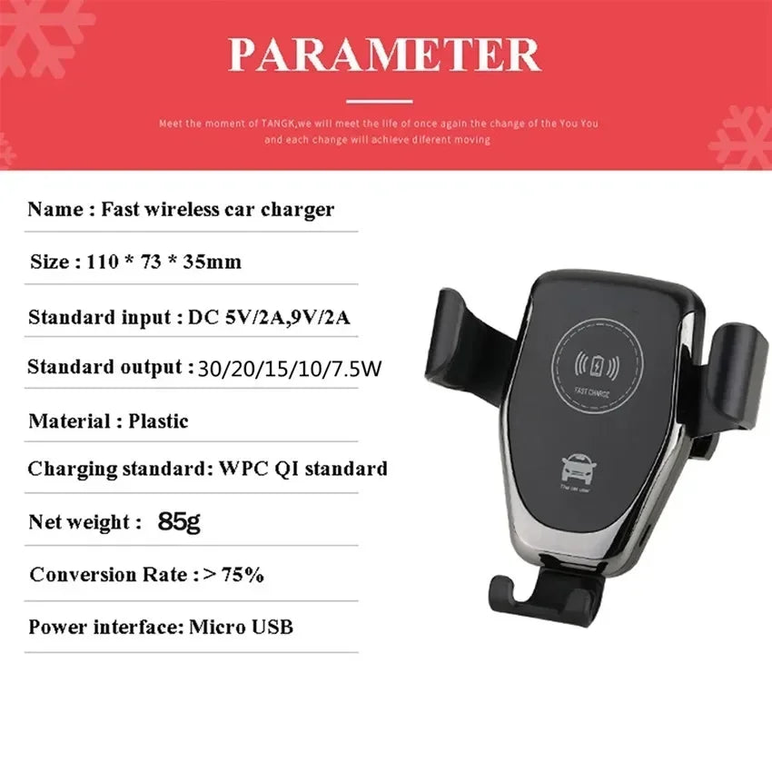 Cargador inalámbrico para coche de 30 W: carga rápida y soporte seguro