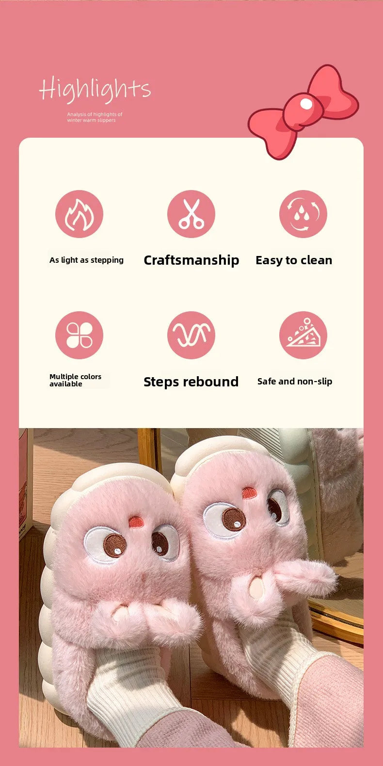 Women's Cotton Slippers - Warm Winter Indoor Shoes