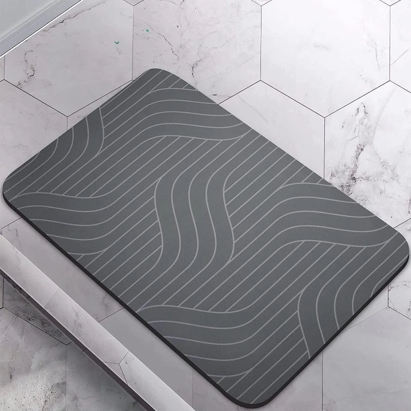 Tapis de bain en terre de diatomées bleu marine - Séchage rapide et super absorbant