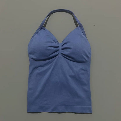Impact Longline Strappy Sports Bra - Open Back Yoga Tank Top - Bascora