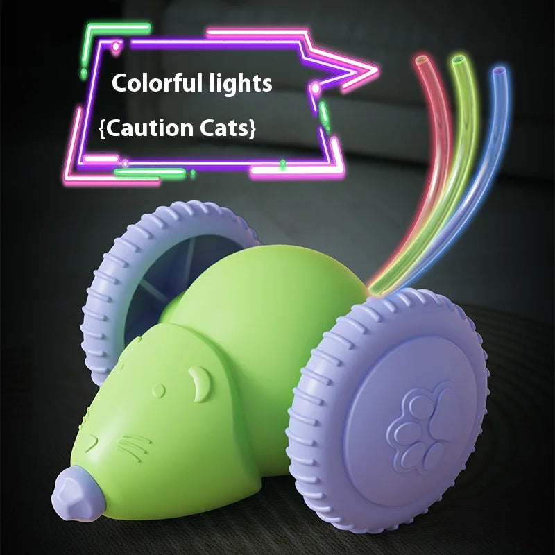 Juguete interactivo para gatos con forma de ratón eléctrico (recargable y con función antiobstáculos)