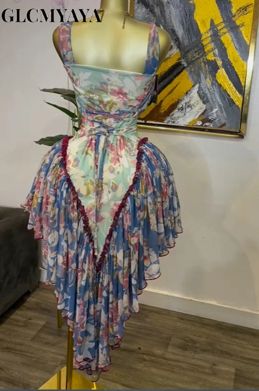 Patchwork Maxi Dress - Scarf Strap A-Line