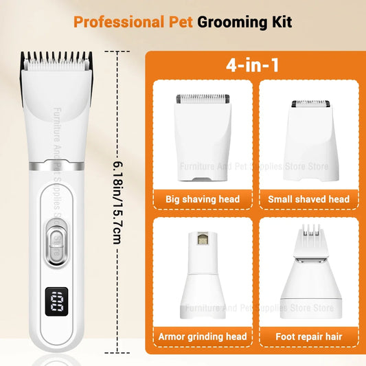 Tondeuse professionnelle pour animaux de compagnie - Kit électrique 4 en 1
