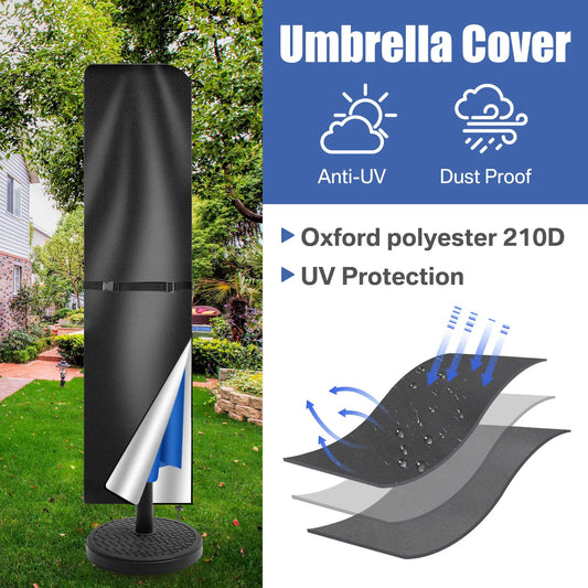 Housse de parasol imperméable 210D - Protection pour parasol de jardin avec fermeture éclair