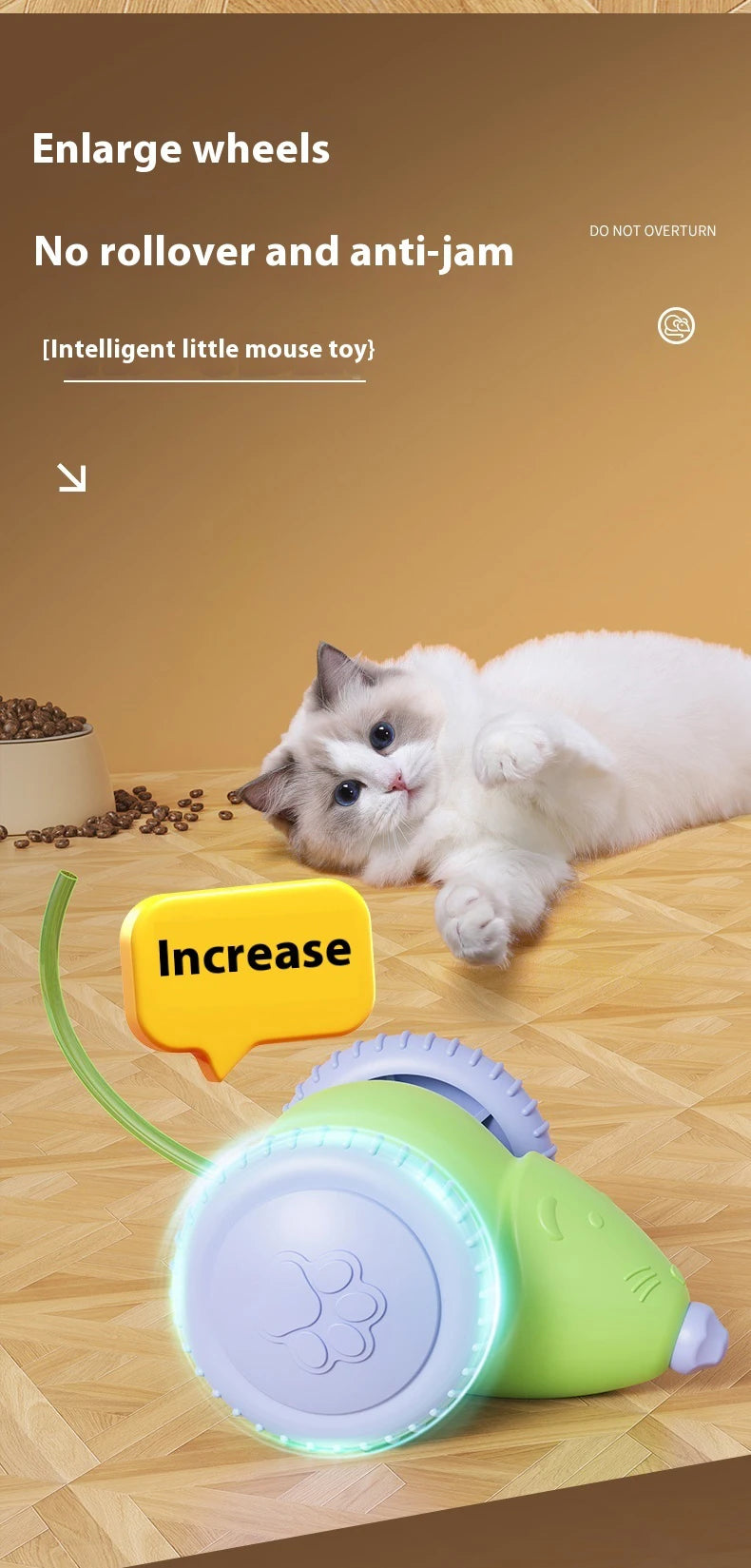 Juguete interactivo para gatos con forma de ratón eléctrico (recargable y con función antiobstáculos)
