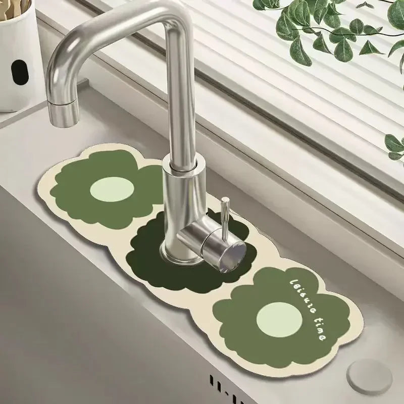 Sink Faucet Mat - Quick-Dry Absorbent Kitchen Drain Mat