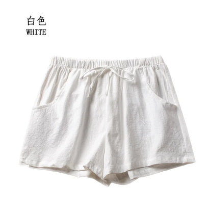 Women's Cotton Linen Shorts - High Waist Casual Workout - Bascora
