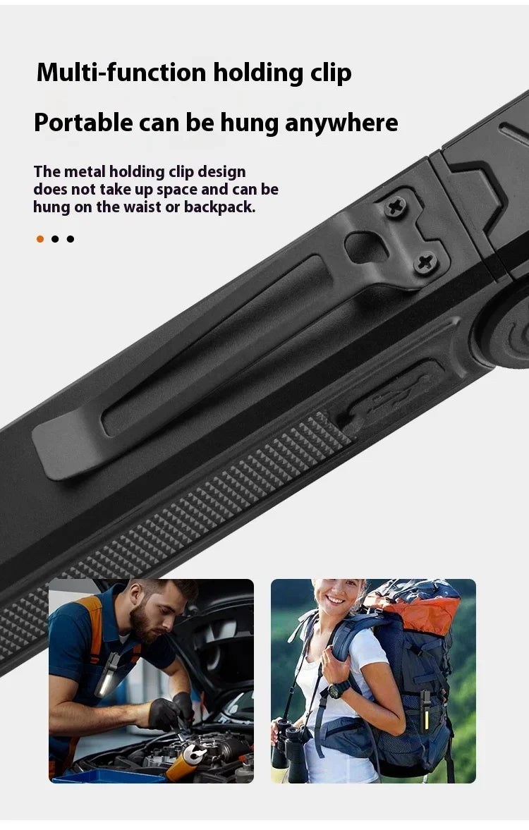 Magnetic COB LED Work Light - USB Rechargeable Waterproof Flashlight
