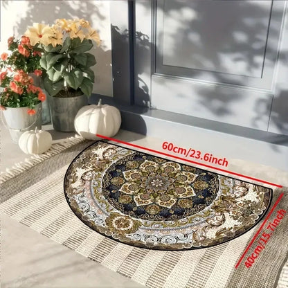 Crystal Velvet Boho Half Round Carpet - Non-Slip Door Rug - Bascora