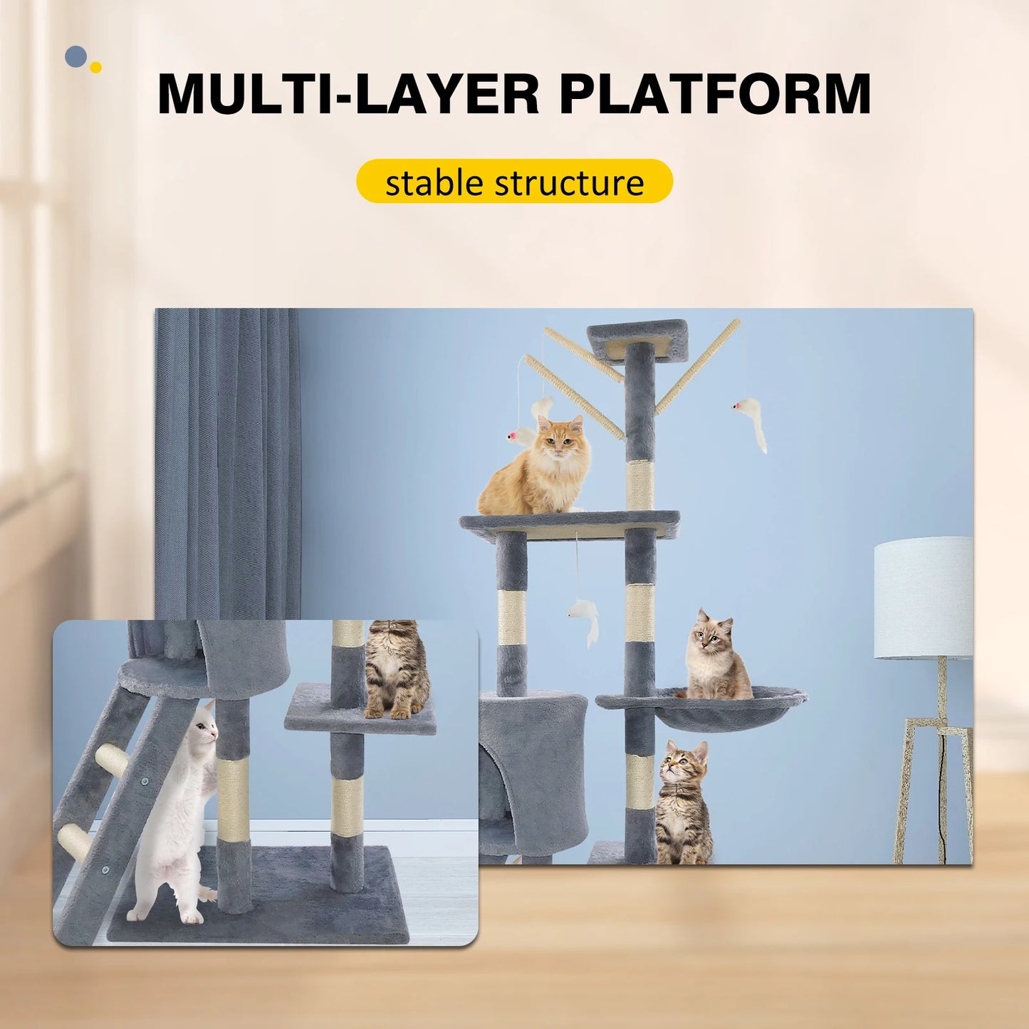 Arbre à chat à plusieurs étages - Accessoires pour animaux de compagnie haut de gamme