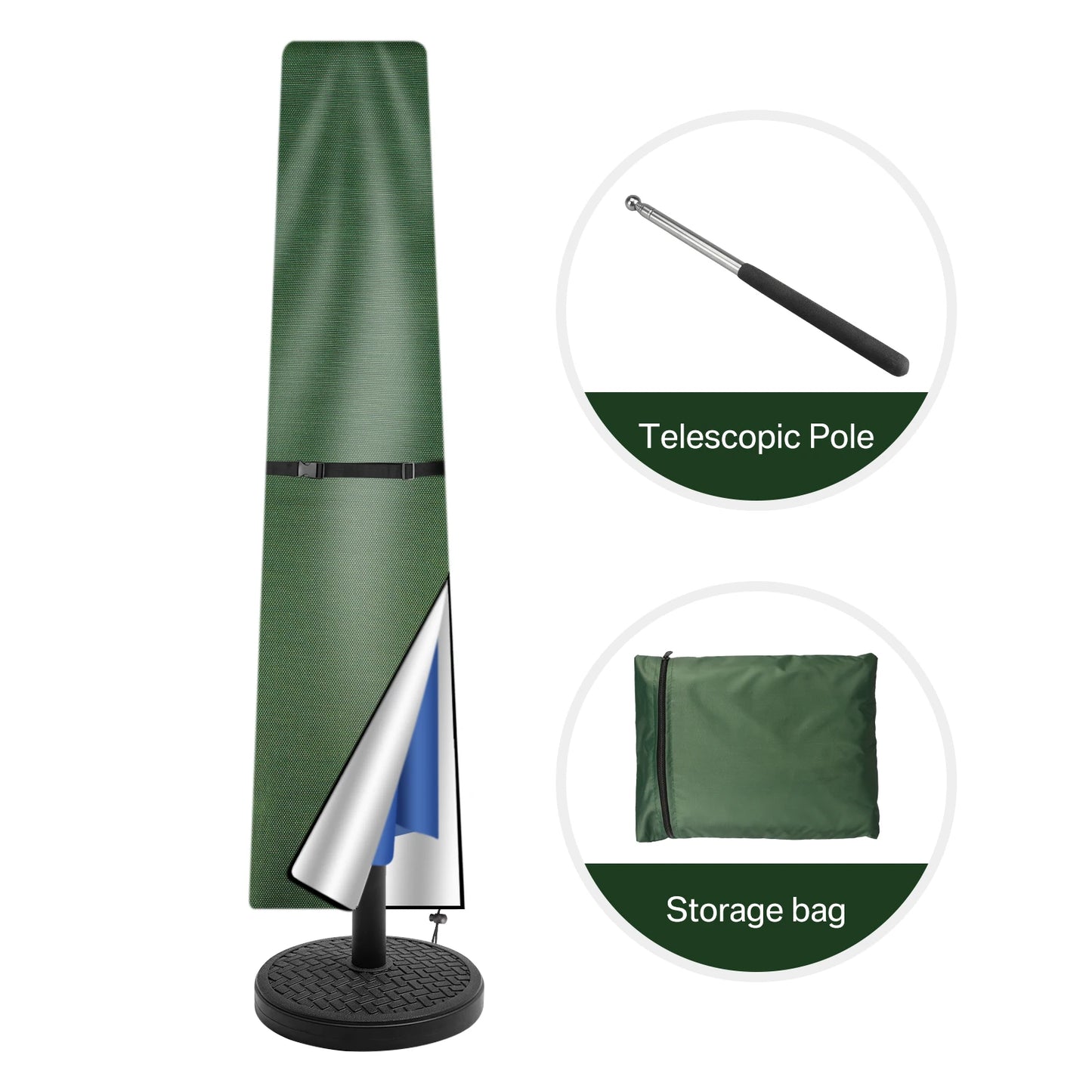 Waterproof Parasol Cover 210D - Garden Umbrella Protection with Zip