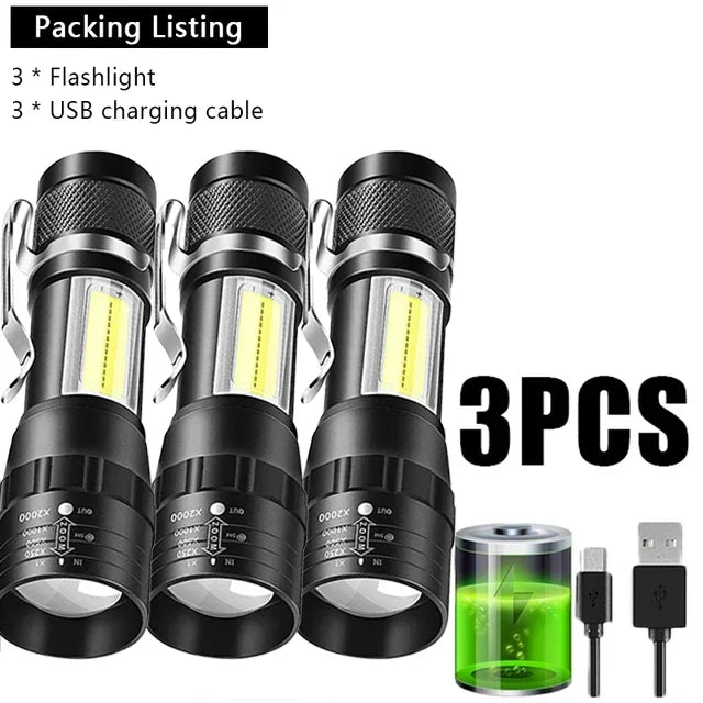 Mini lampe de poche rechargeable USB - Compacte et zoomable
