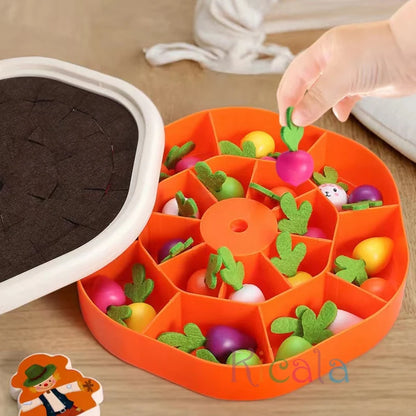 Montessori Pull Carrot Toy - Colorful Shape Counting Set - Bascora