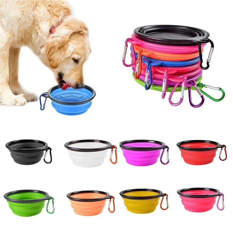 Comedero plegable portátil para mascotas - Comedero y bebedero de silicona para viajes