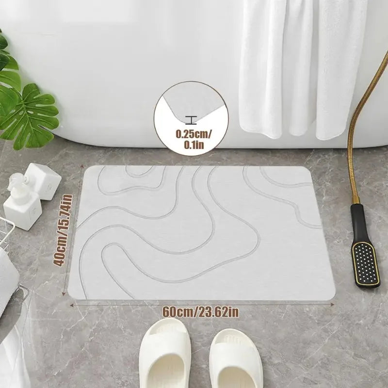 Tapis de sol minimaliste en terre de diatomées - Design de salle de bain moderne