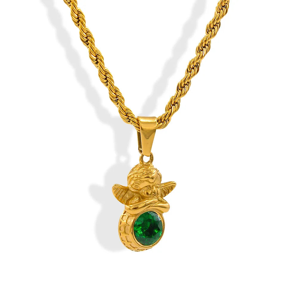 Savaé Design Dainty Angel Birthstone Necklace