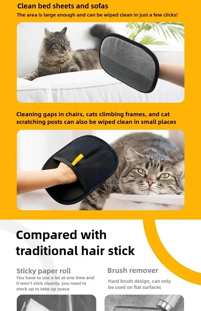 Gants anti-poils pour animaux de compagnie – Outil de toilettage et de nettoyage antistatique