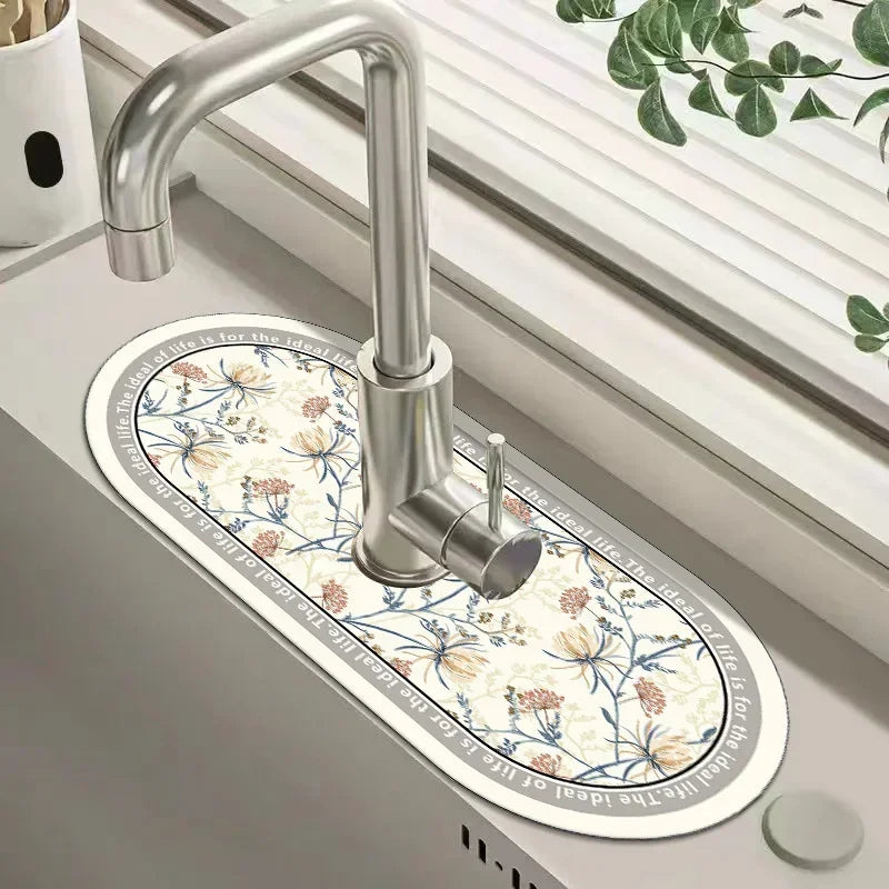 Sink Faucet Mat - Quick-Dry Absorbent Kitchen Drain Mat