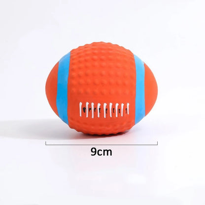 Latex Squeaky Dog Toys - Rugby Football Volleyball Set - Bascora