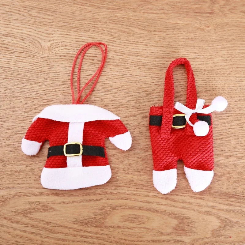 Christmas Cutlery Holder Bag - Santa Hat Fork Knife Sleeves