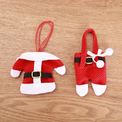Christmas Cutlery Holder Bag - Santa Hat Fork Knife Sleeves - Bascora