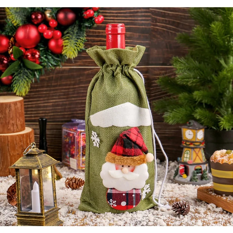 Christmas Cutlery Holder Bag - Santa Hat Fork Knife Sleeves