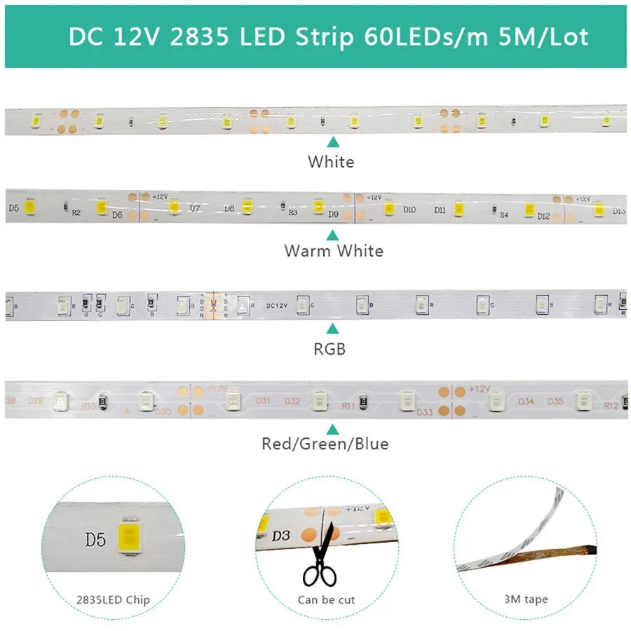 LED Strip Light 5M 300LEDs RGB - Waterproof SMD2835 12V