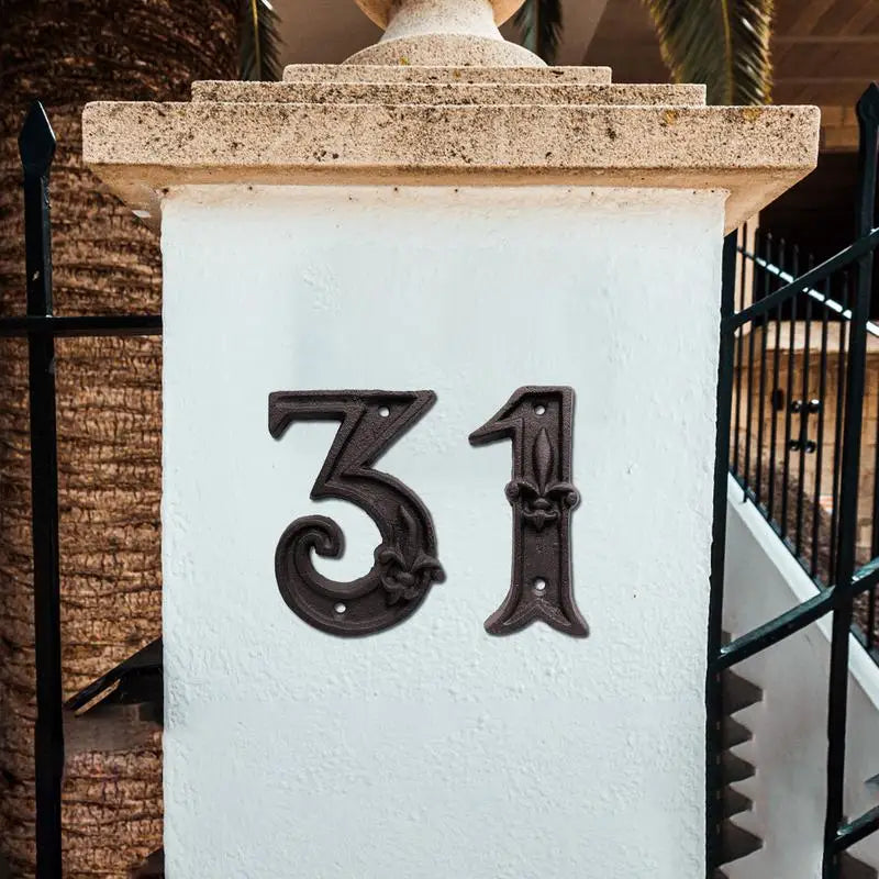 Cast Iron House Numbers - Antique Metal Address Plaque