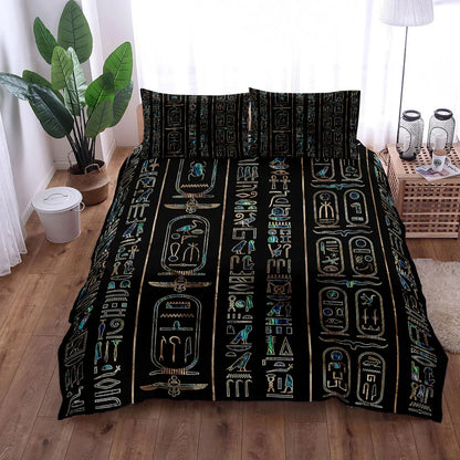 Egyptian Hieroglyphs & Deities Duvet Cover Set