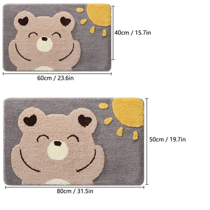 Children's rug with bear design and measurements