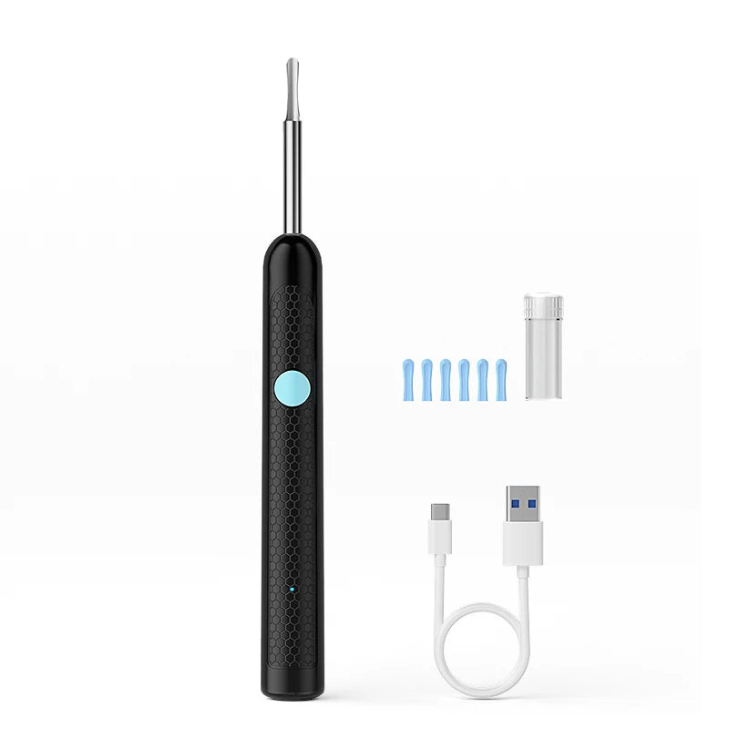 Nettoyeur d'oreilles avec caméra 4,2 mm, WiFi, outil de retrait de cérumen, prise de photos HD 1080p, cure-oreille visuel, cuillère d'oreille, étanche, 6 LED, chargement USB C