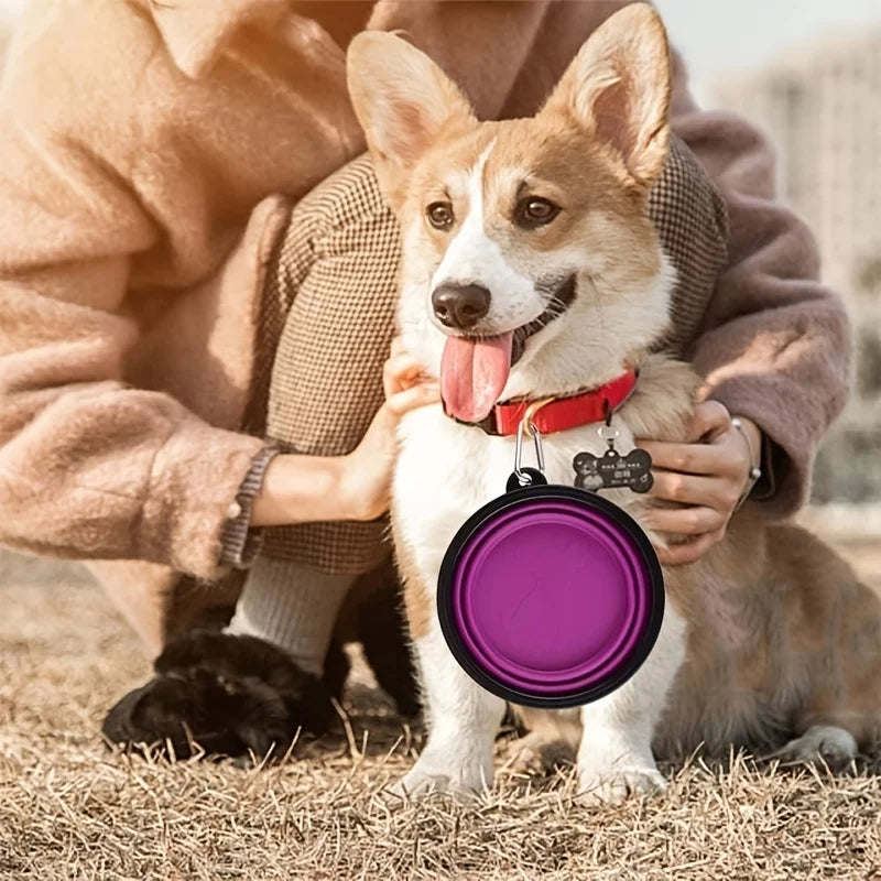 Comedero plegable portátil para mascotas - Comedero y bebedero de silicona para viajes