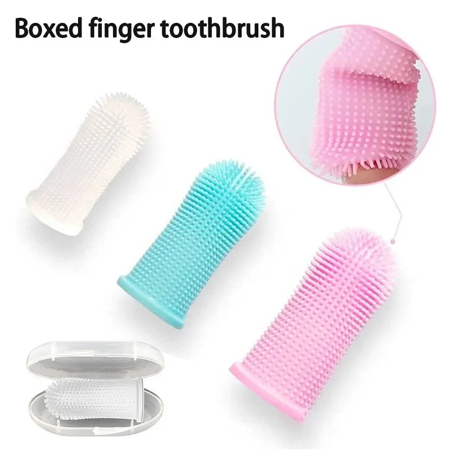 Brosse à dents pour animaux de compagnie - Poils en silicone pour chats et chiens