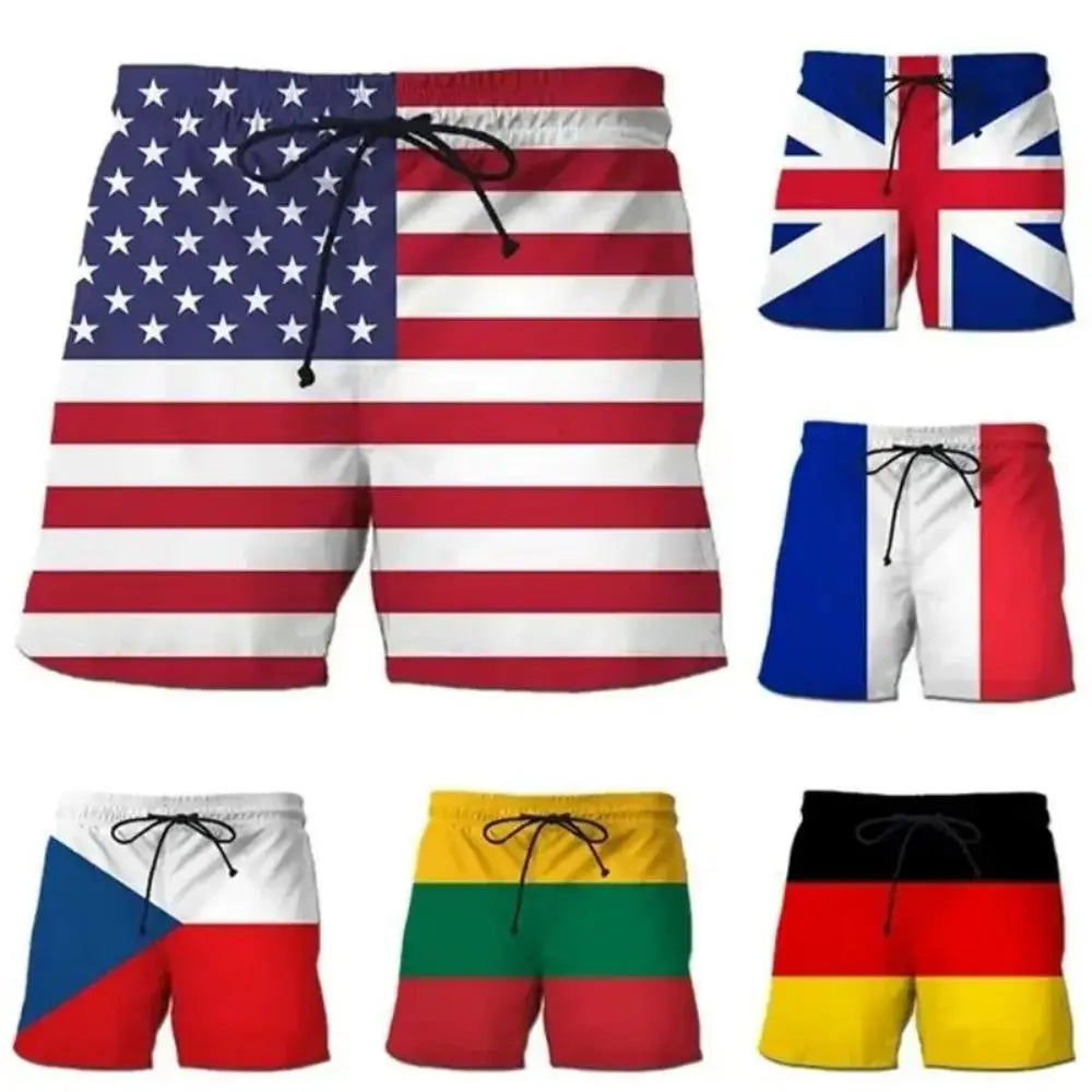 Shorts de playa con bandera patriótica - Bañadores estampados en 3D para hombres y niños