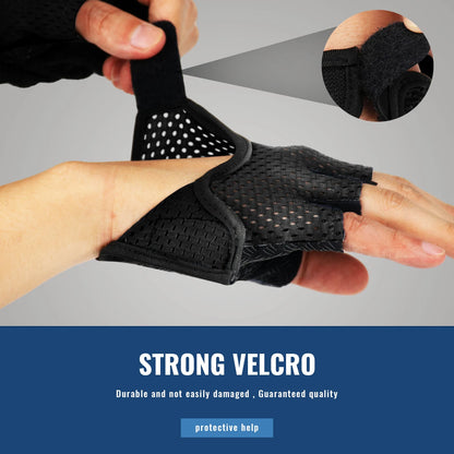 Black glove with strong velcro closure on a gray background