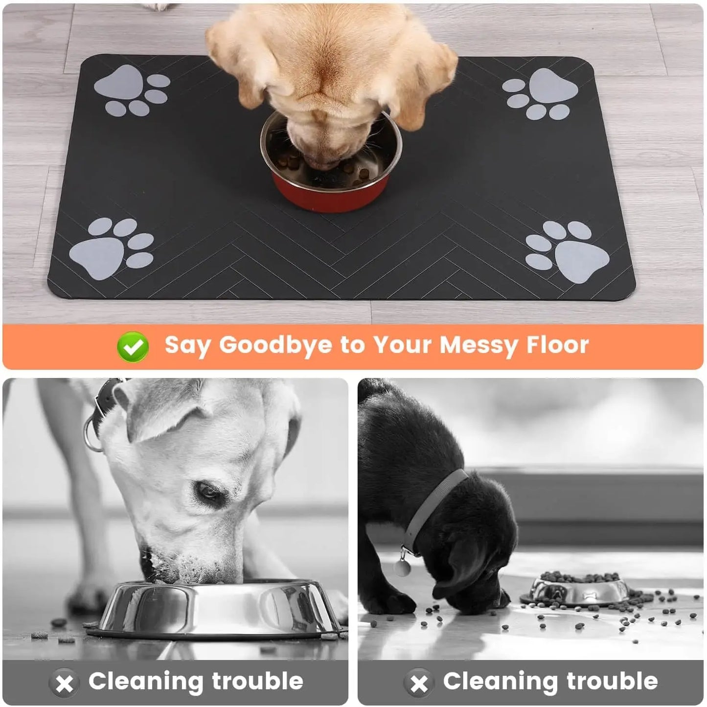 Tapis d'alimentation pour animaux de compagnie - Set de table absorbant et imperméable pour gamelles de nourriture et d'eau