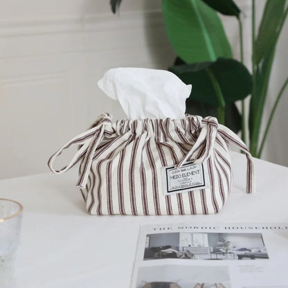 Cotton Drawstring Tissue Bag - Korean Style Storage - Bascora