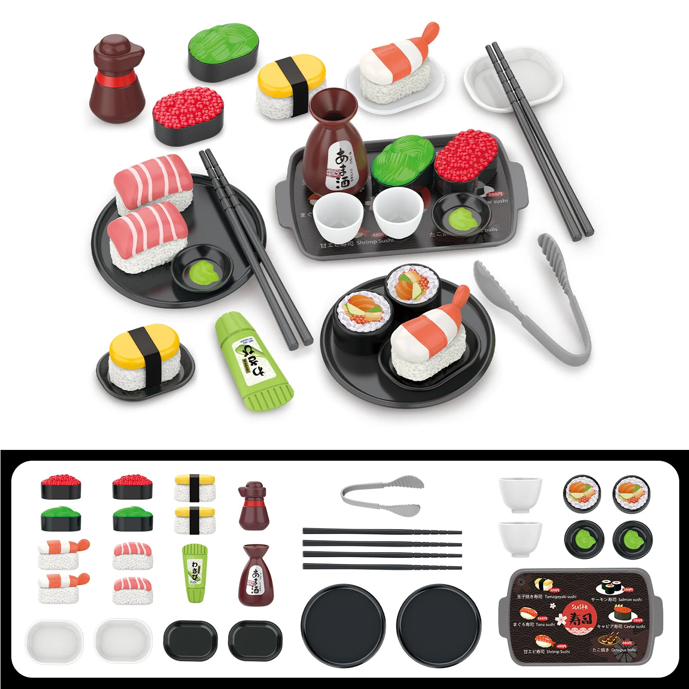 Pretend Play Kitchen Food Toy Set - Barbecue Pizza Sushi Playset